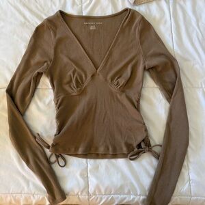 American Eagle Outfitters Tan Side Tie Top